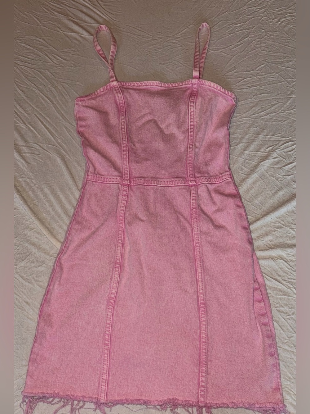 Pink denim minidress